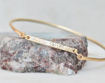 Diamond Bangle Bracelet - Gold Diamond Bar Bangle - Wildflower Garden - Eco Friendly Recycled Gold