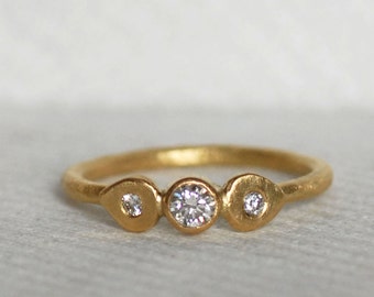 Diamond and Gold Lotus Wedding Ring - 18k Gold Engagement Band - Eco-Friendly Recycled Gold