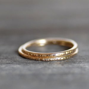 Handmade Thin Solid Gold Band, Skinny 1.3mm 14k Gold Wedding Band, Recycled Gold Dainty Wedding Ring, Skinny Stacking Ring, Gold Midi Ring