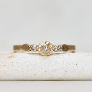 Diamond Floret Ring: 14k Yellow Gold Floral Engagement Ring