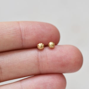 Gold Flower Bud Post Earrings 14k Gold Post Earrings Choose Yellow or Rose Gold image 4