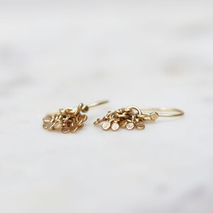 Solid Gold Cluster Drop Earrings, Seedpod Tassel Dangle Earrings, Handmade Gold Drop Earrings, Botanical Drop Dangle Earrings, Artisan Gold image 4