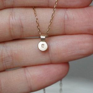 Gold Initial Necklace, Solid 14k Gold Personalized Necklace, Tiny Initial Charm, Minimalist Monogram Charm, Gifts for Mom, Layering Necklace image 3