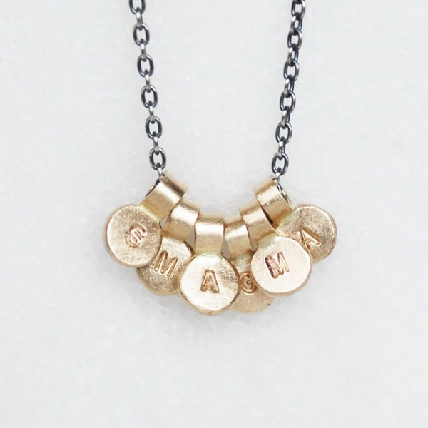 Gold Initial Charm Necklace, Solid 14k Gold & Sterling Silver Personalized Name Charms, Custom Monogram Gifts for Her