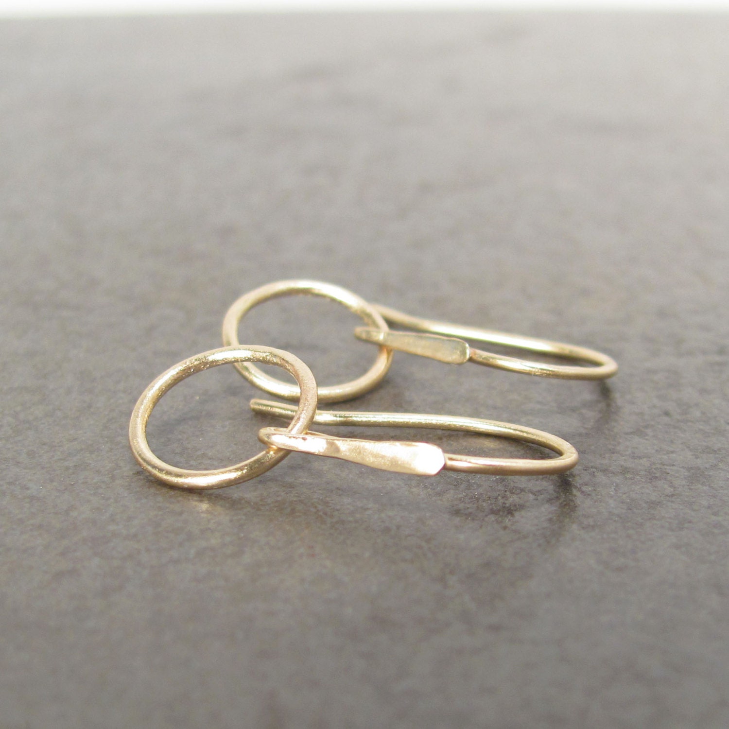 Small Gold Hoop Dangle Earrings Choose 14k Yellow Gold Or Etsy