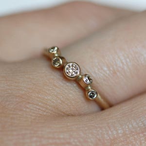 5 Diamant Ehering, Löwenzahn Wunsch Verlobungsring, Wählen Sie 14k oder 18k Gold, Diamant Multi Diamantring, April Geburtsstein, Hochzeitsband Bild 5