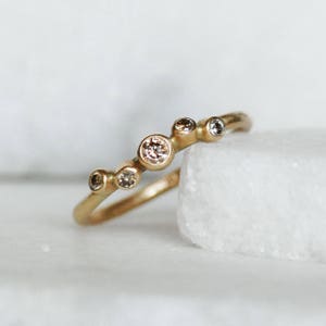 5 Diamond Wedding Ring, Dandelion Wish Engagement Ring, Choose 14k or 18k Gold, Diamond Multi Diamond Ring, April Birthstone, Wedding Band image 1