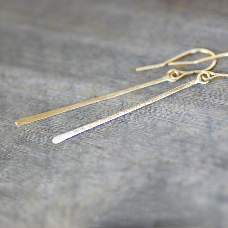 Long Skinny Gold Dangle Earrings Gold Thread Earrings Thin Etsy