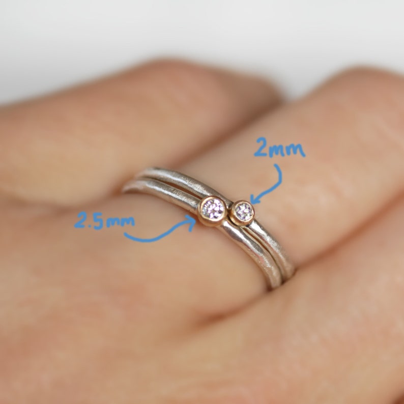 Tiny Diamond Ring 18k Gold and Silver Stack Ring Choose | Etsy