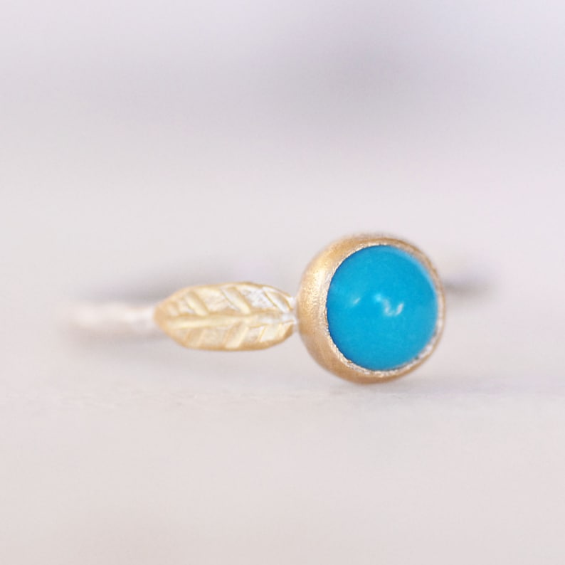 Rose Cut Gemstone Leaf Stack Ring 14k Gold and Silver Etsy