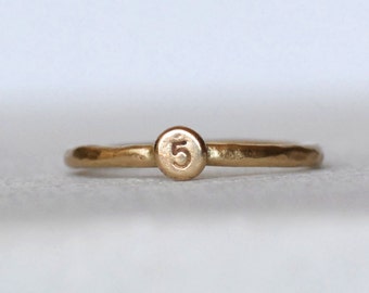 Tiny Gold Initial Ring, Personalized Gold Stacking Ring, Number OR Initial Ring, Mothers Ring, Tiny Signet Ring, Handmade Gold Ring, Gifts