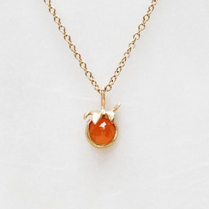 Carnelian Tomato Charm Necklace, Solid 14k Gold Tomato, Fruit Vegetable Charm, Choose Sterling or Gold Chain, Summer Jewelry