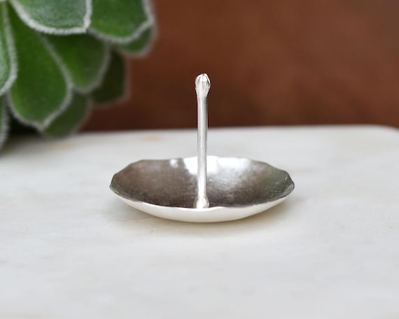 Sterling Silver Ring Holder Dish, Handmade Wedding Ring Dish, Heirloom Jewelry Catchall