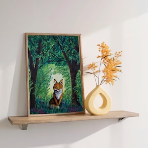Originalgemälde Druck auf Leinwand Fuchs im Wald
