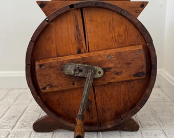 Antique Wooden Butter Churn – Primitive Farmhouse Decor, Early 20th Century, 16"