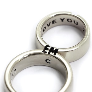 Custom Wedding Ring Set, 14k White Gold Wedding Band, Matching Promise Ring, Mens Engagement Ring, Promise Ring For Couple, Man Promise Ring