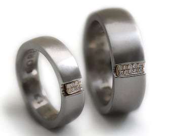 Cluster Diamanten Versprechen Ring Set, passende Sait, Gold und Silber Ring, Aliances Paare, Engagment Ring, Set für 2 Ringe, Männer Hochzeitsband