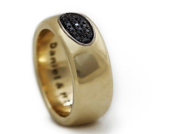 Black diamond Engagement ring, Mens wedding band, Unisex Engagement ring, Minimalists 14K Gold Promise Band, Women's Wedding Band
