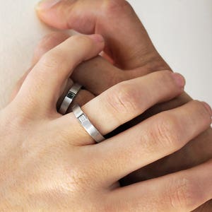 COUPLES RINGS and His Hers Wedding Rings, Mens wedding band, Simple promise couples ring in white gold and small diamond