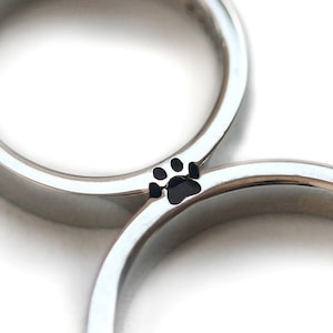 Couples Ring Set, Men Wedding Band, Matching Ring, Platinum ring Set, Animal Lover Jewelry, Cat Wedding Ring, Geek Wedding ring