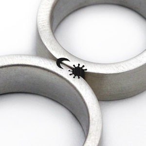 Anillo de Sol y Luna, Anillos para Parejas, Juego de Anillos de Boda, Anillos a Juego para Amigos, Alianza de Boda para Hombre, Anillo de Luna, Anillo de Sol, Mensaje Oculto