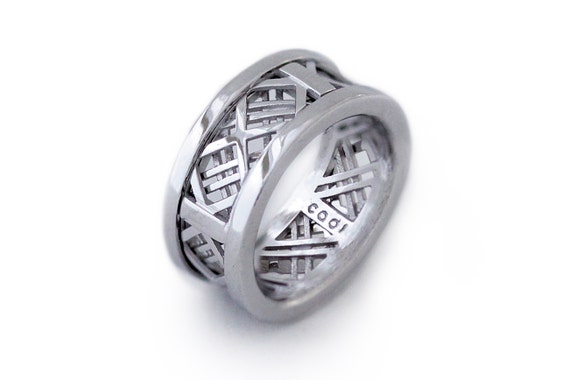 Mens White Gold Wedding Band Men Wedding Band Promise Ring Etsy