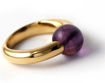 Urban Minimalist ring, purple Amethyst Gemstone jewelry