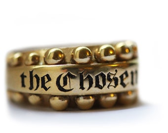 Viking jewelry, Text Personalized ring,big Statement jewelry, custom gold jewelry