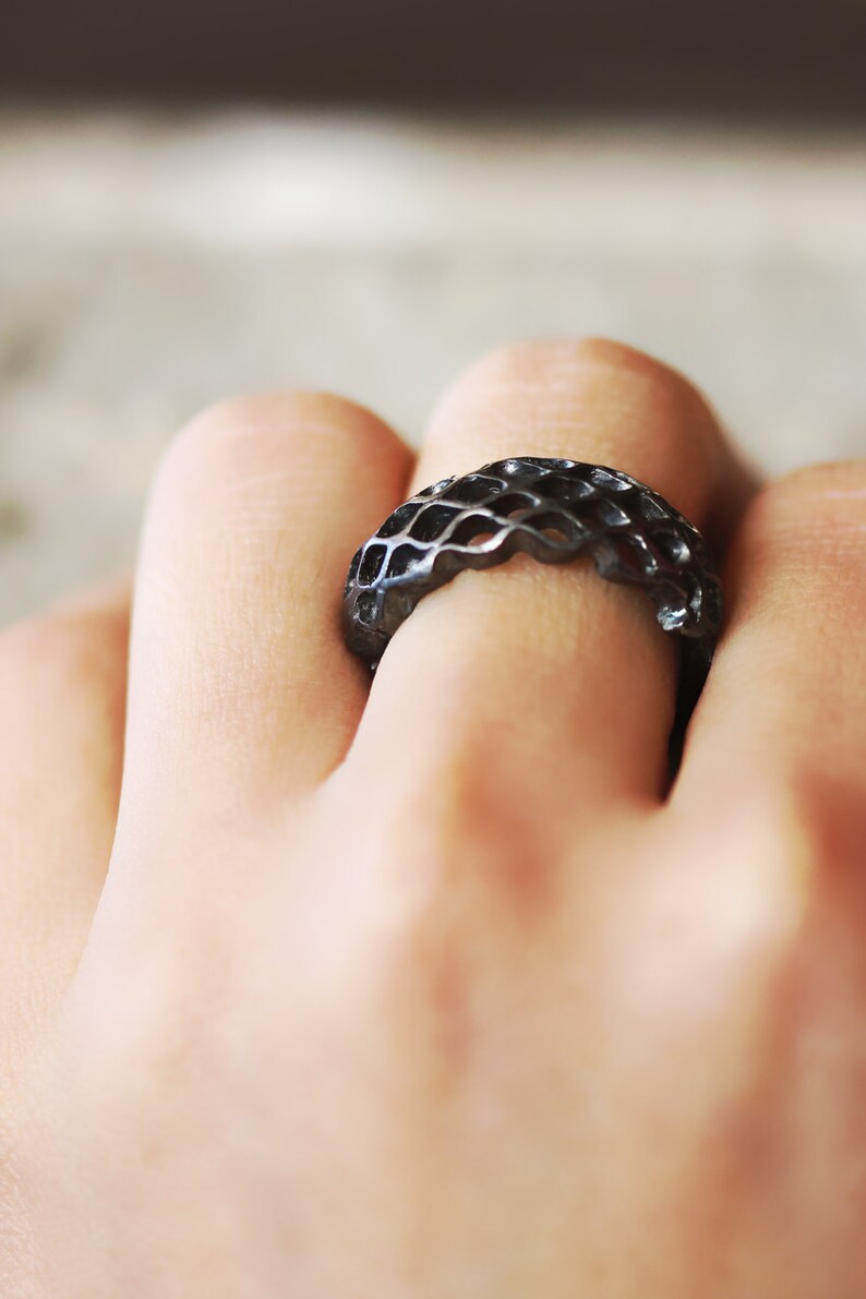 Black silver ring black Art jewelry Engagement Ringantique Etsy