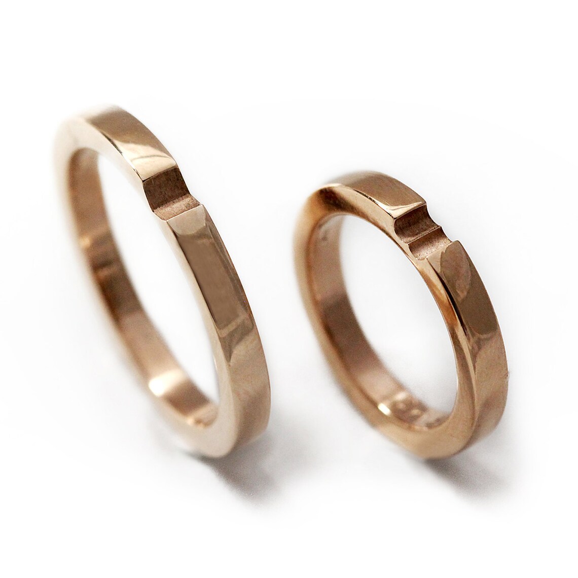 14k Rose Gold Wedding Ring Set Promise Rings for Couples Etsy