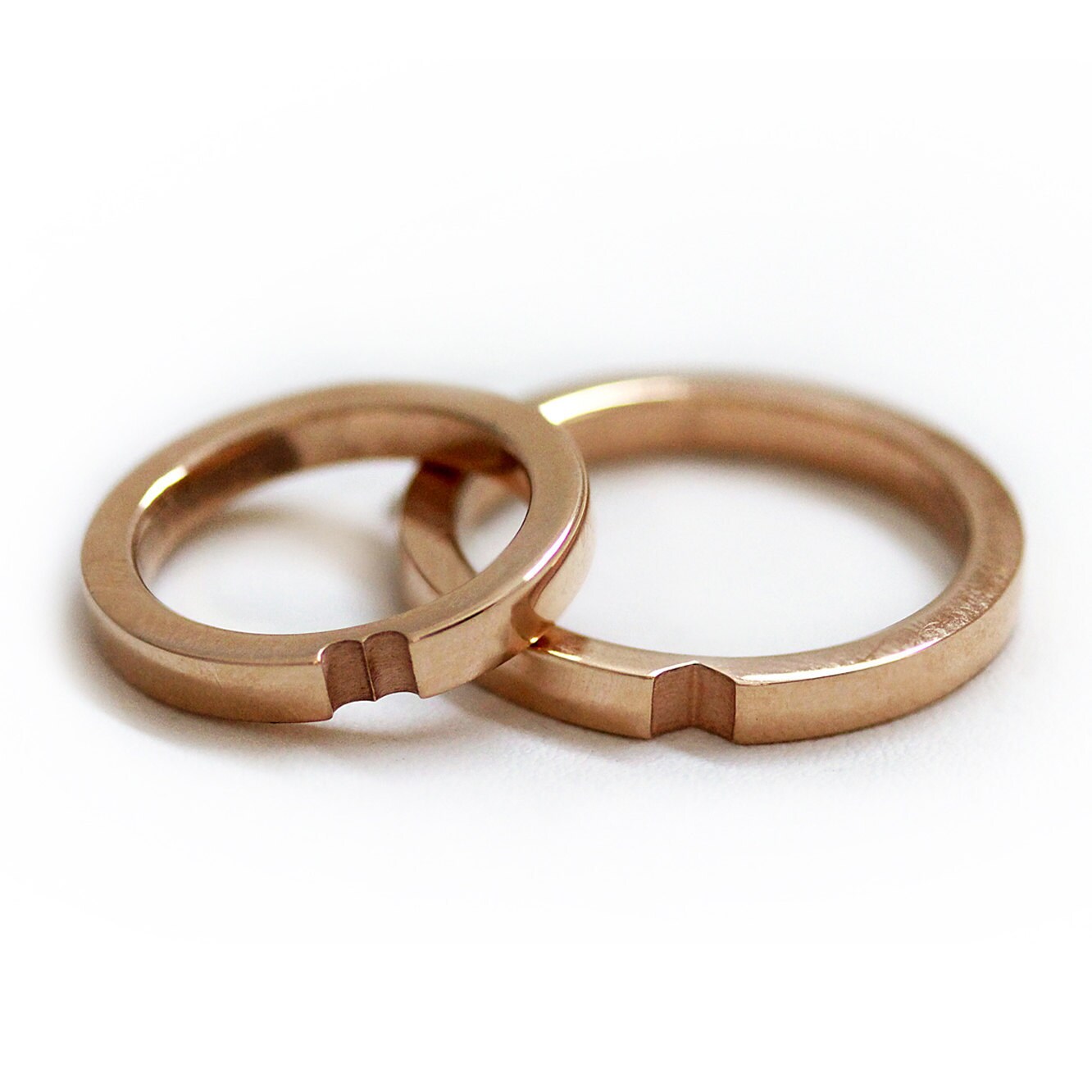 14k Rose Gold Wedding Ring Set Promise Rings for Couples Etsy