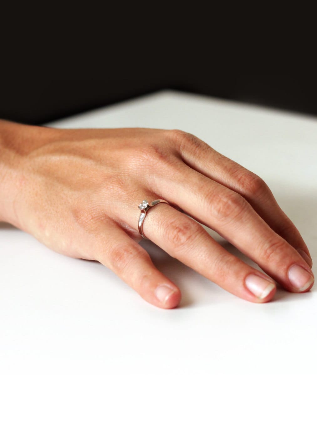 Center Stone Diamond Engagement Ring-14k White Gold Engagement - Etsy