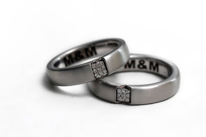Promise Rings For Couples Mens Wedding Band Matching Wedding Etsy