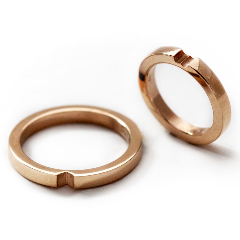 14k Rose Gold Wedding Ring Set Promise Rings for Couples Etsy UK