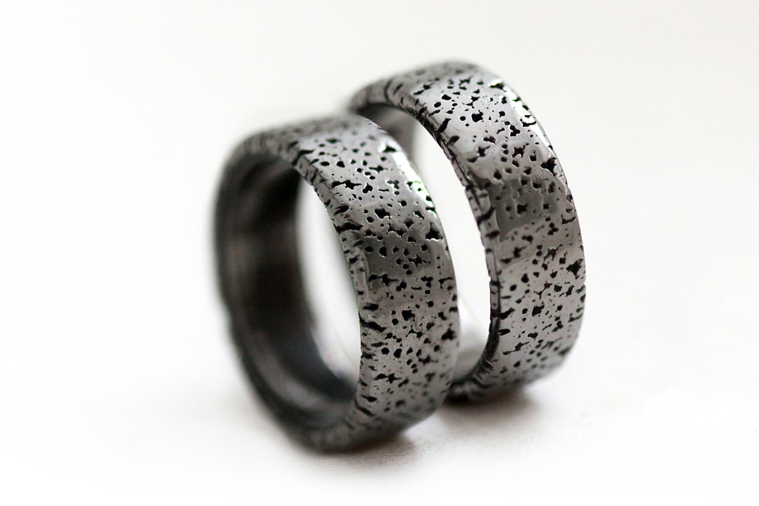 Unique Couple Rings, Black Ring Set, Black Band for Men, Rustic Band ...