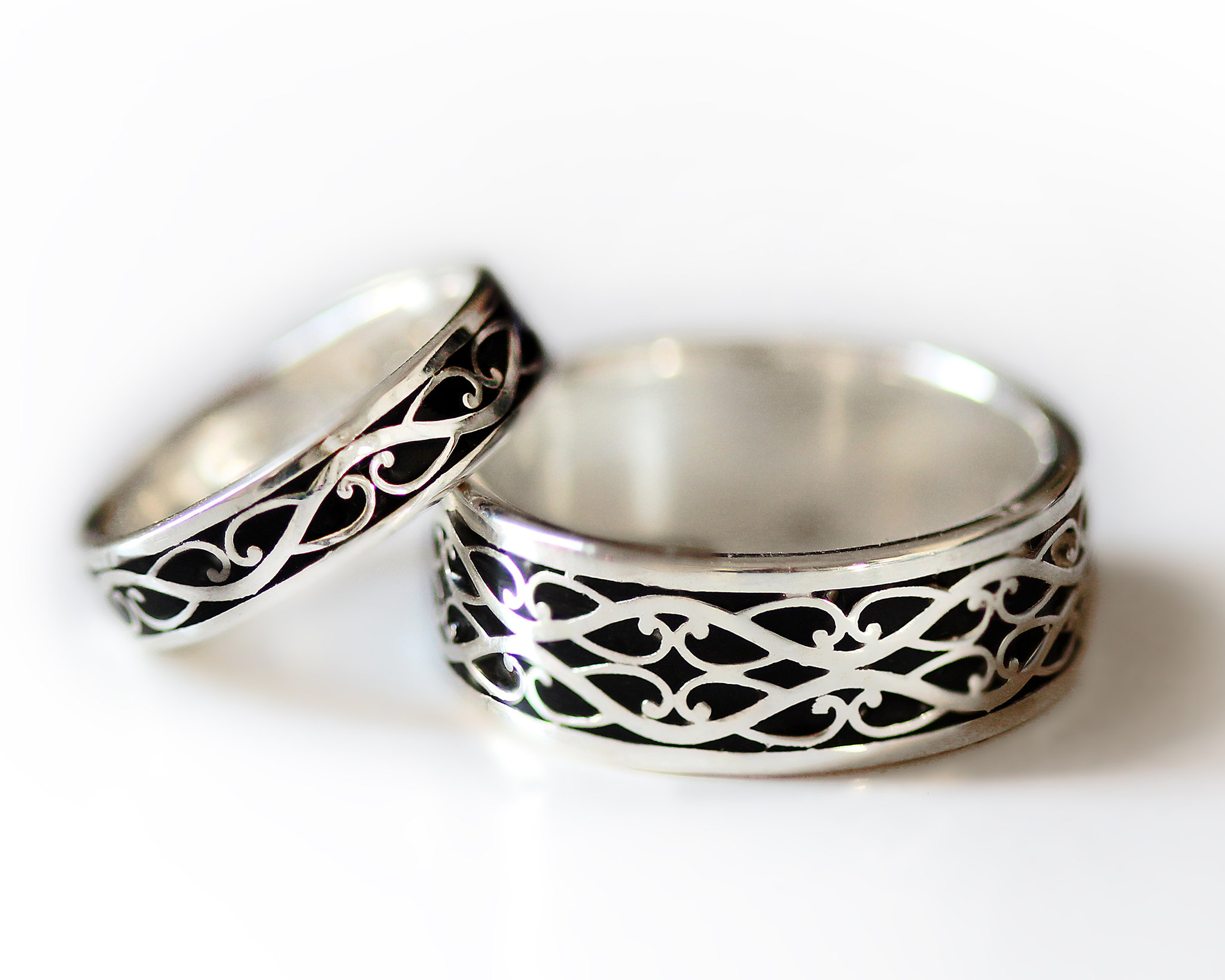 Black Wedding Rings Set Viking Wedding Ring Black Enamel | Etsy