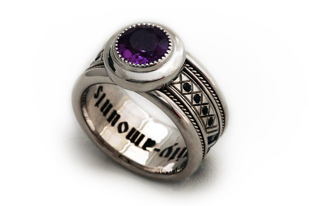 Amethyst Engagement Ring, Rings for Men, Amethyst Ring Gold, Amethyst