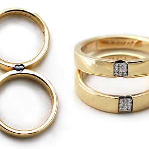 Matching Wedding Bands, Diamond Cluster Ring, Rings for Couple, Gold Wedding Ring Set, Dainty Promise Ring, His and Hers Rings, Fine Jewelry