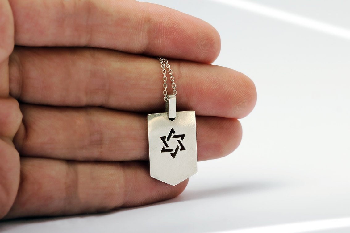 Hebreeuws Letter Vierkante Hanger Ketting Geloof Ketting Mannen Zegen Ketting Is