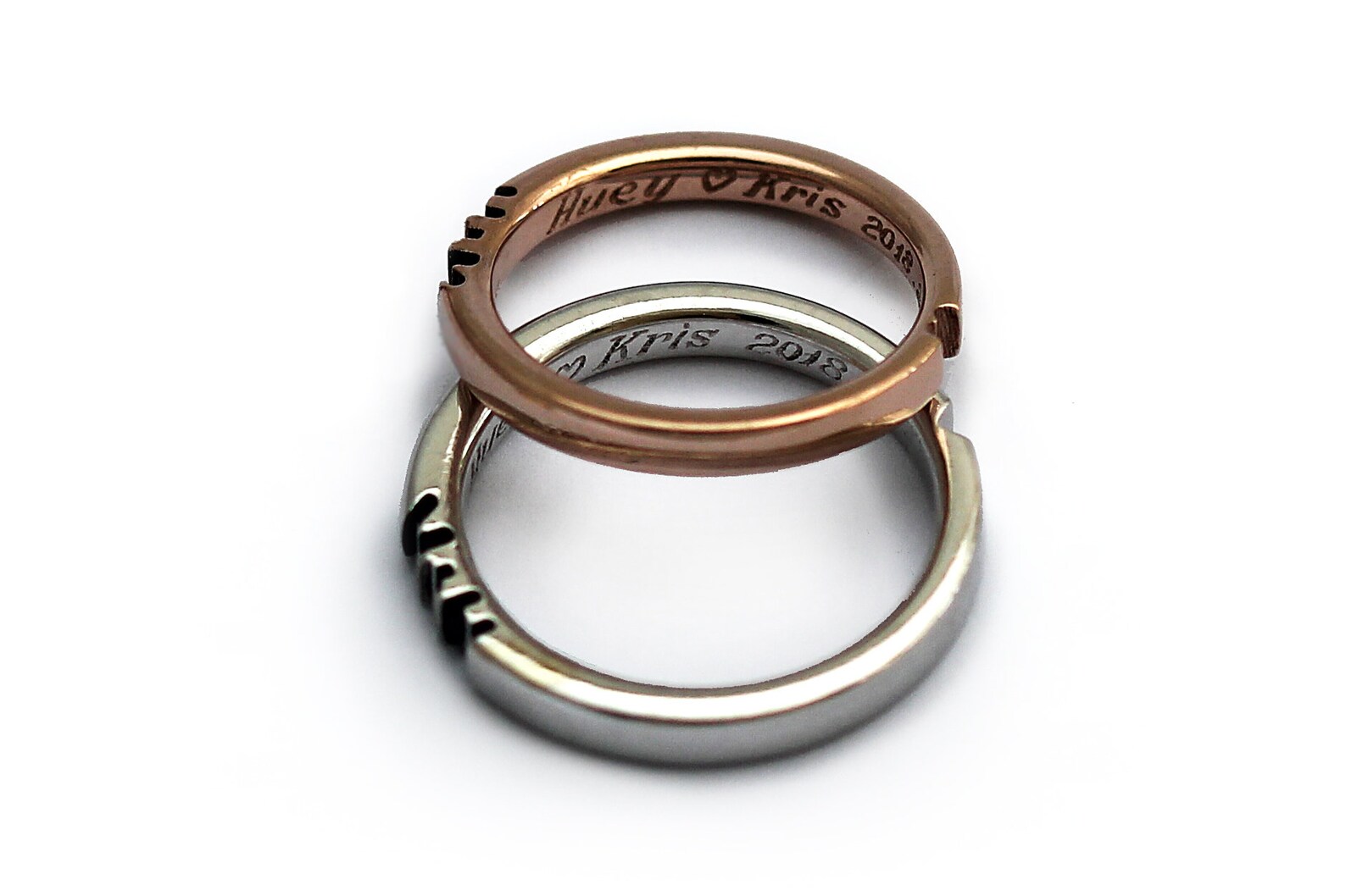 Initials Matching Set Promise Ring in Rose Gold Heart Wedding Etsy