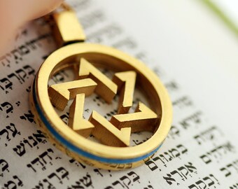 Hanukkah jewelry gift, Star of david pendent gold on silver,Keepsakes,  Jewish Wedding Gift, jewish jewelry