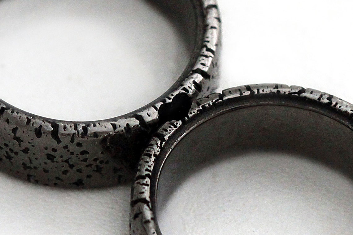 Unique Couple Rings, Black Ring Set, Black Band for Men, Rustic Band ...