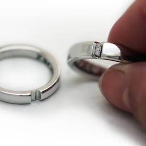 Matching set Promise Ring in White Gold, Wedding and Engagement diamond Rings, Custom Couple&#39;s bands
