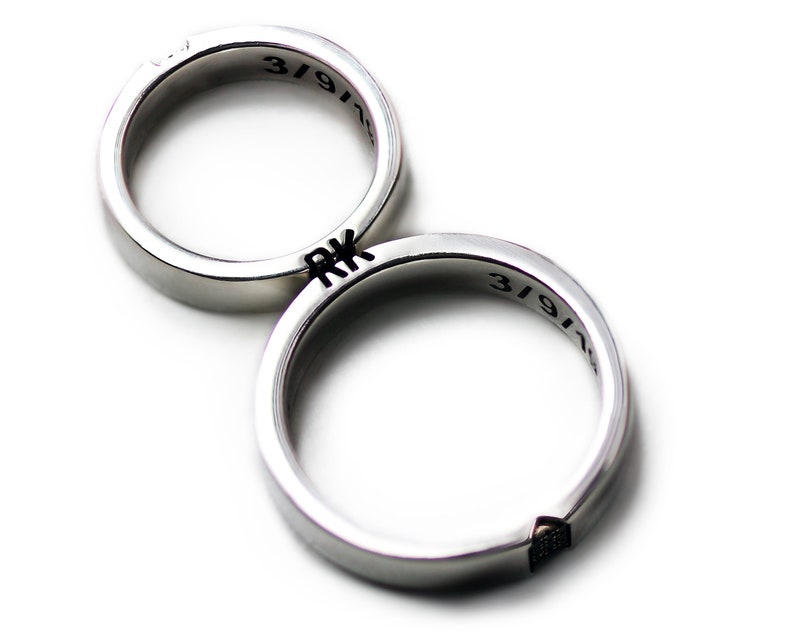 Set belofte ringen voor koppels, zilveren gouden ring met zirkonia roestvrij staal trouwring band sets aanpasbaar, Women L 1/2 Men N 1/2, Metaal, Geen edelsteen