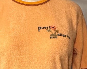 Vintage Puerto Vallarta Terry Cloth Orange Tee