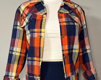 Vintage Cropped Lightweight Jacket Red + White + Blue + Yellow