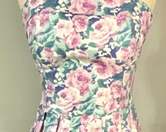 Vintage Strapless Floral Laura Ashley Dress