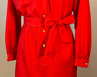 Vintage “Made in California by Shirt Dresses Inc” Red Belted Dress