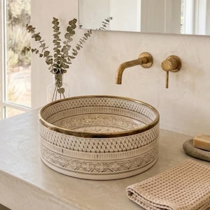 Lavabo in ceramica dipinto a mano: lavabo in ottone grigio