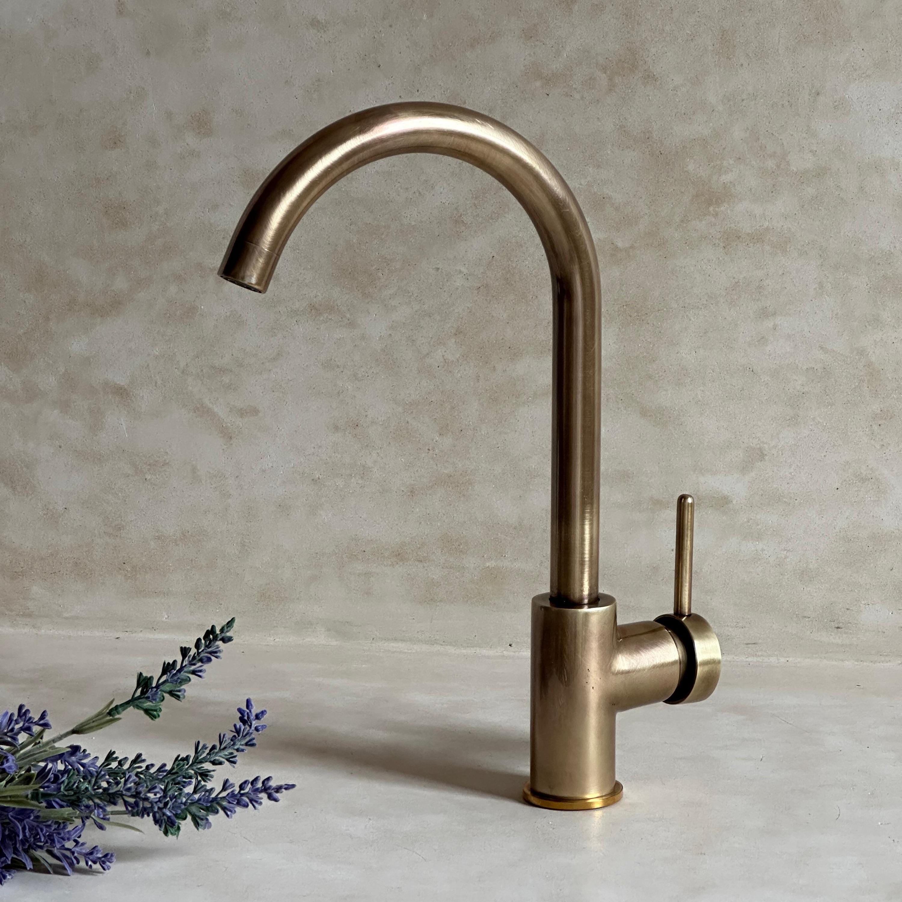 Custom Gooseneck Solid Brass Kitchen ...